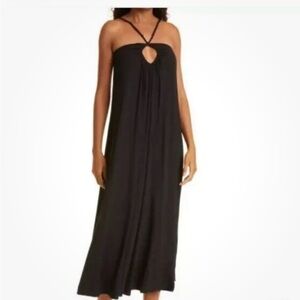 Rebecca Taylor Black Maxi Dress Modal Size M Cutout Keyhole Strappy Beach Party